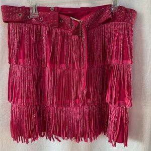 Glamorous Pink Fringe Mini Skirt